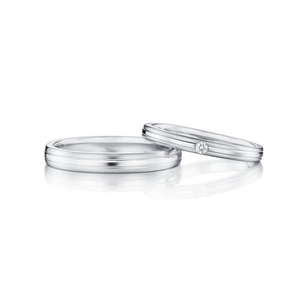 Cincin kawin berlian eropa vega series dengan bahan paladium untuk pria dan emas berlian untuk cincin wanita
