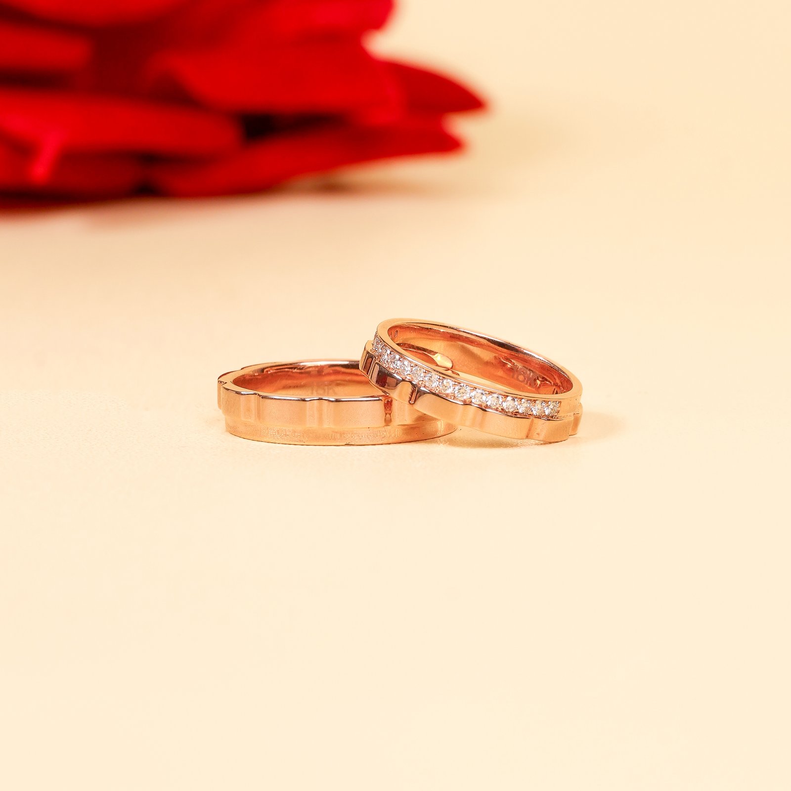RS007 Cincin kawin berlian eropa model Flea Couple Ring